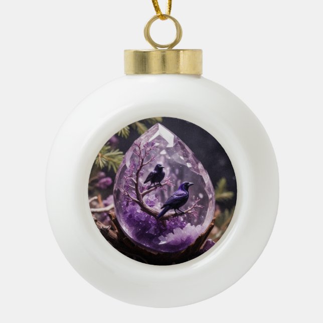 Amethyst Crystal - Crows Ravens Ornement de Noël (Devant)