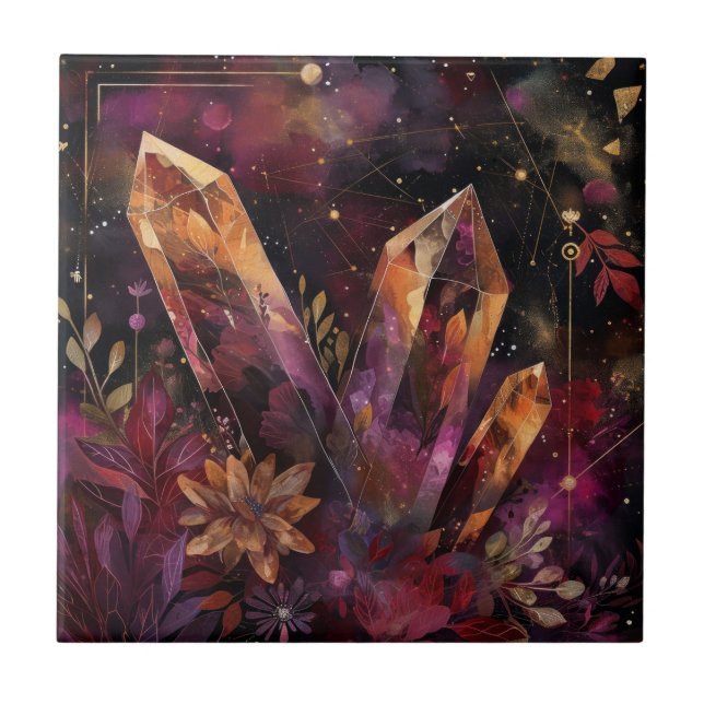 Amethyst Crystal Galaxy Celestial Pattern Tile (Front)