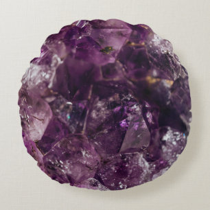 Amethyst Crystal Pattern Round Pillow