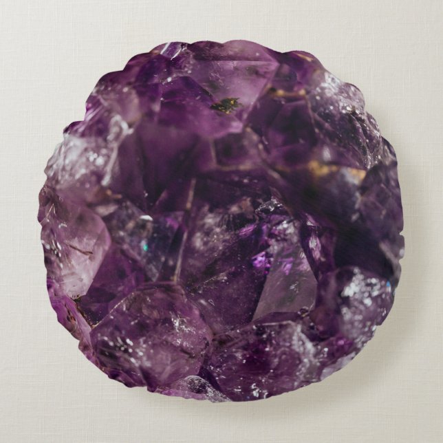 Amethyst Crystal Pattern Round Pillow (Front)