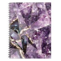 Amethyst crystals gemstones Spiral Photo Notebook