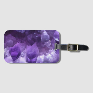 Amethyst crystals luggage tag
