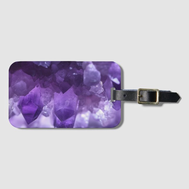 Amethyst crystals luggage tag (Front Horizontal)