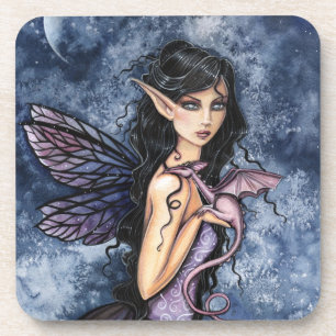 Amethyst Dragon Purple Fairy Fantasy Art Coaster