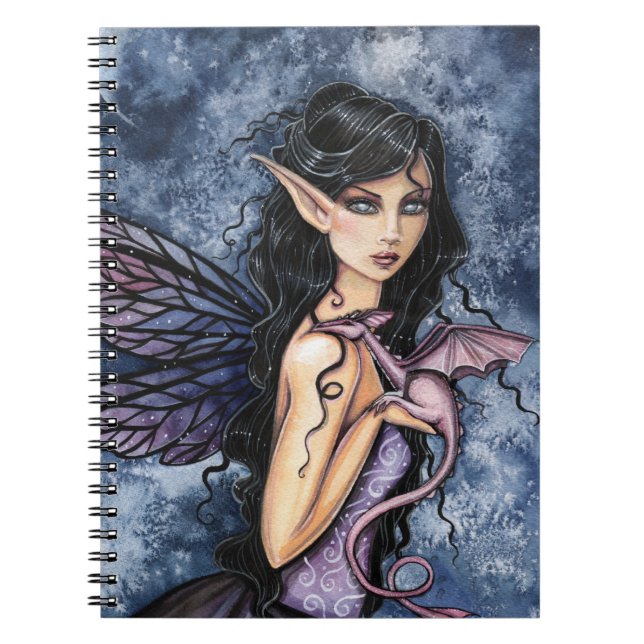Amethyst Dragon Purple Fairy Fantasy Art Notebook (Front)