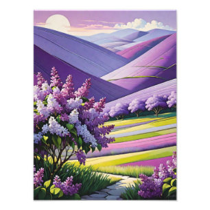 Amethyst Dream: Field of Flowers Painting Photo Print
