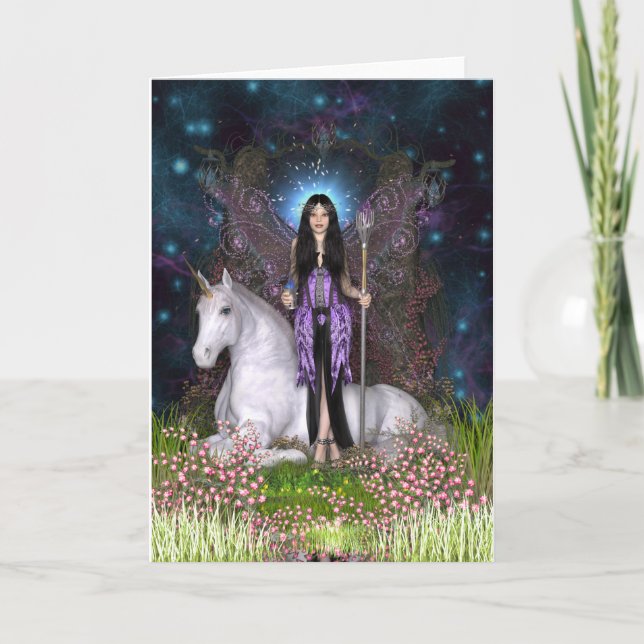 Amethyst Fairy & Unicorn Card (Front)