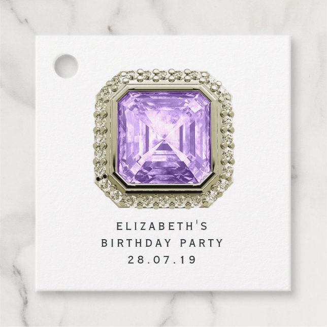 Amethyst February Birthstone Favour Tags (Front)