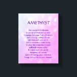 Amethyst - February birthstone poem art canvas Print<br><div class="desc">February birthstone - Amethyst poem art canvas</div>
