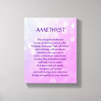Amethyst - February birthstone poem art canvas Print