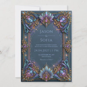 Amethyst Filigree Jewel Wedding Invitation