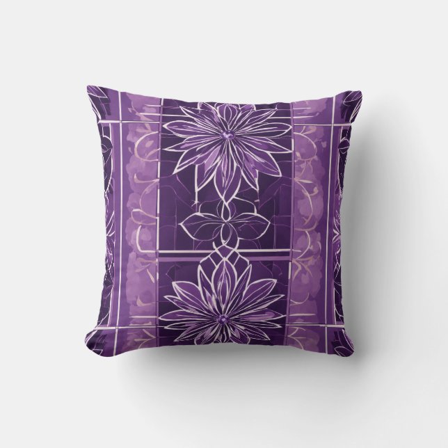 Amethyst Floral Tiled Pillow – Minimalist Luxe Des (Front)