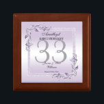 Amethyst Gem & Glitter 33rd Wedding Anniversary Gift Box<br><div class="desc">Glamourous and elegant posh Amethyst 33rd Wedding Anniversary gift box/keepsake box with stylish amethyst gem stone jewels corner decorations and matching coloured glitter border frame printed on an amethyst background. A romantic design for your celebration. All text, font and font colour is fully customizable to meet your requirements. If you...</div>