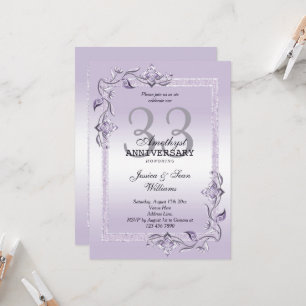 Amethyst Gem & Glitter 33rd Wedding Anniversary In Invitation