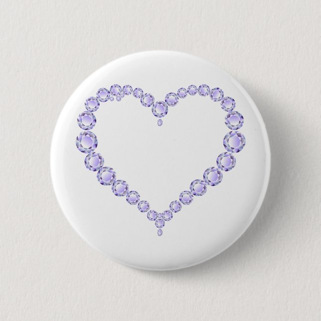 Amethyst Gem heart 2 Inch Round Button (Front)
