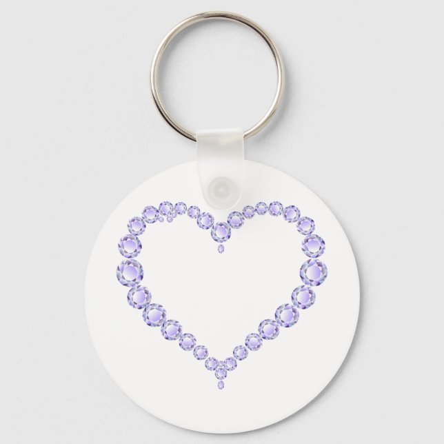 Amethyst Gem heart Keychain (Front)