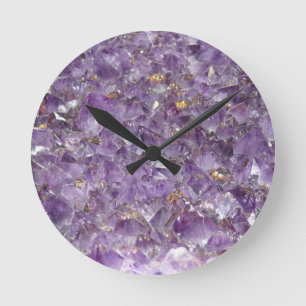 Amethyst gem violet crystal stone clock