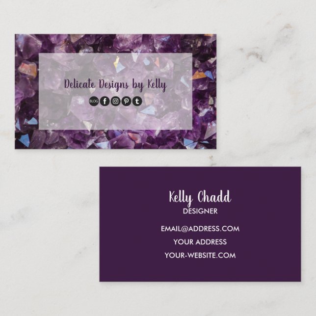 Amethyst Gemstone Crystal Jewellery Designer Business Card (Front/Back)