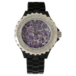 Amethyst Gemstone Crystal Print Watch