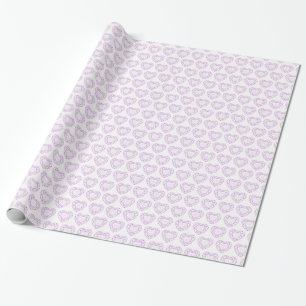 Amethyst gemstone heart line art pattern wrap wrapping paper