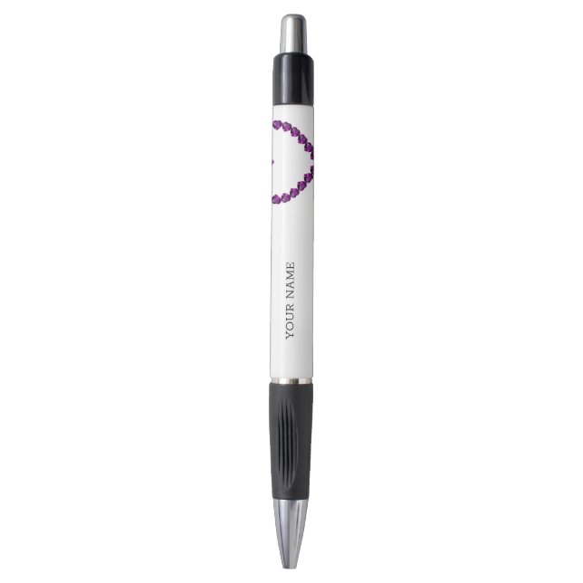 Amethyst Gemstone Heart Purple Pen (Front Vertical)