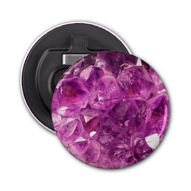 Amethyst Gemstone Image Shiny and Sparkly Bottle Opener (Front)