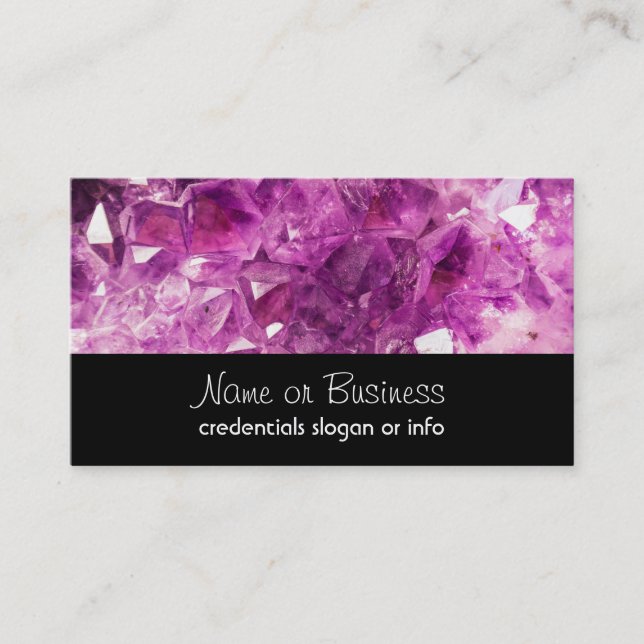 Amethyst Gemstone Image Shiny and Sparkly Business Card (Front)