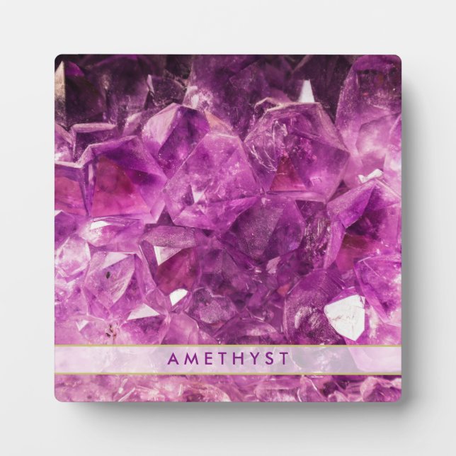 Amethyst Gemstone Image Shiny and Sparkly Plaque (Front)