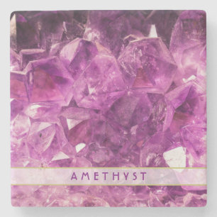 Amethyst Gemstone Image Shiny and Sparkly Stone Coaster