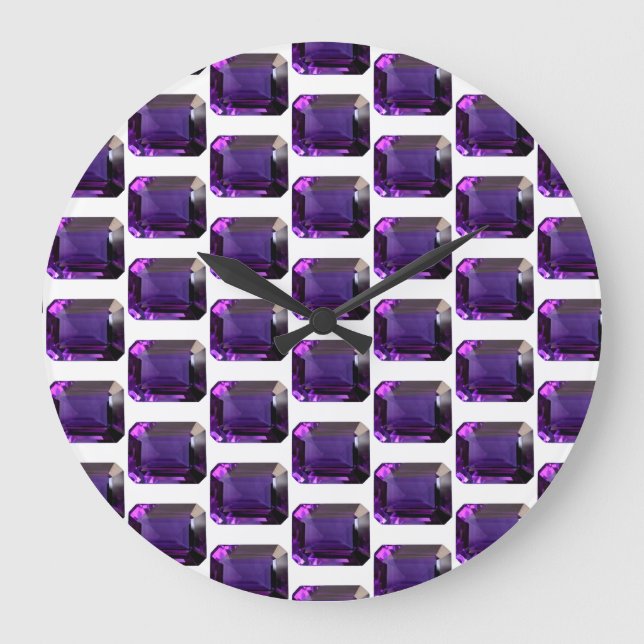 Amethyst Gemstone of February Purple Large Clock (Front)