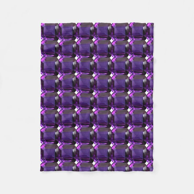 Amethyst Gemstone Purple Fleece Blanket (Front)