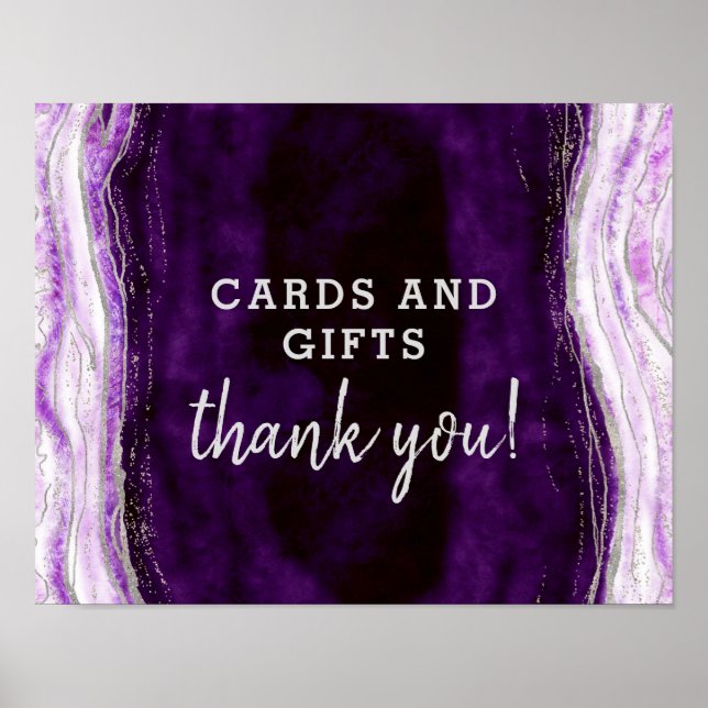 Amethyst Geode Cards & Gifts Wedding Table Sign (Front)