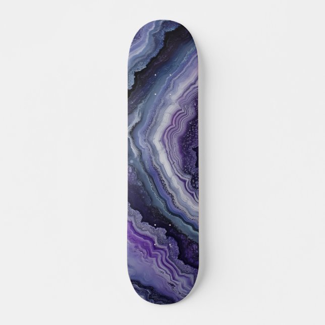 Amethyst Geode Fluid Pour Skateboard (Front)