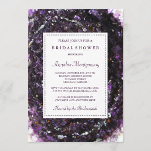 Amethyst Geode Purple Bridal Shower Invitation