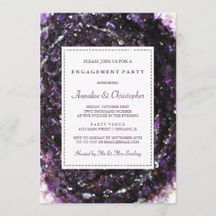 Amethyst Geode Purple Engagement Party Invitation