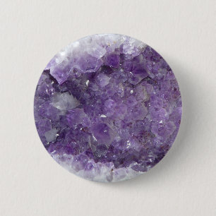 Amethyst Geode - Violet Crystal Gemstone 2 Inch Round Button