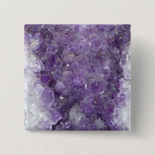 Amethyst Geode - Violet Crystal Gemstone 2 Inch Square Button