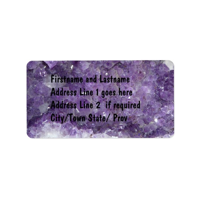 Amethyst Geode - Violet Crystal Gemstone Label (Front)