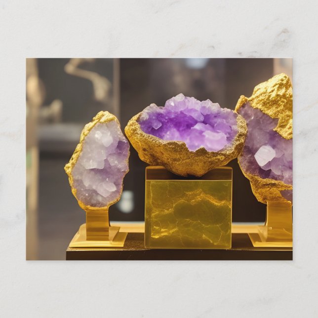 Amethyst Geodes Museum Display Digital Art  Postcard (Front)