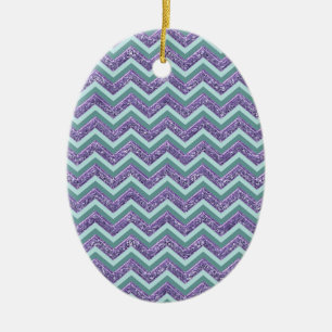 Amethyst Glass Zigzag Pattern Ceramic Ornament