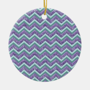 Amethyst Glass Zigzag Pattern Ceramic Ornament