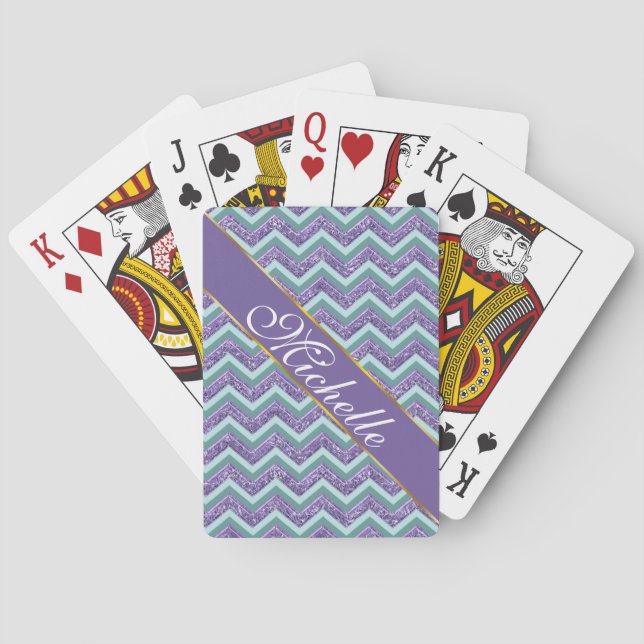 Amethyst Glass Zigzag Pattern Playing Cards (Back)