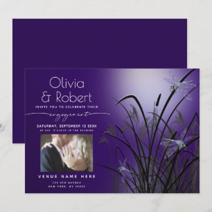 Amethyst Glow Engagement Moonlight Dragonfly Invitation