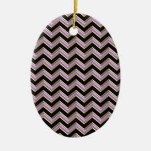 Amethyst Gold Black Zigzag Pattern Ceramic Ornament