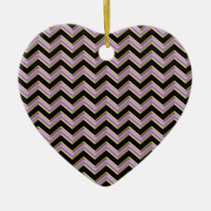 Amethyst Gold Black Zigzag Pattern Ceramic Ornament