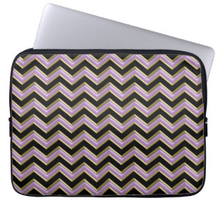 Amethyst Gold Black Zigzag Pattern Laptop Sleeve