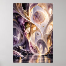 Amethyst Gold Celestial Arches Surreal Wall Art