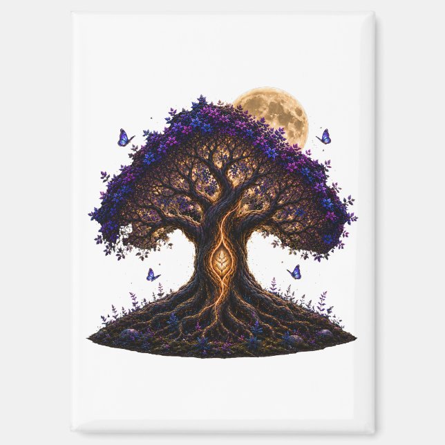 amethyst golden moon tree magnet (Front)