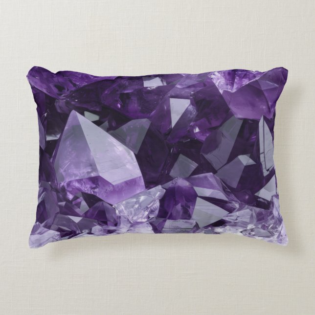 Amethyst Healing Crystal Cluster Accent Pillow (Front)