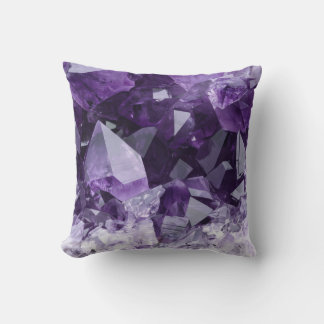Amethyst Healing Crystal Cluster Throw Pillow